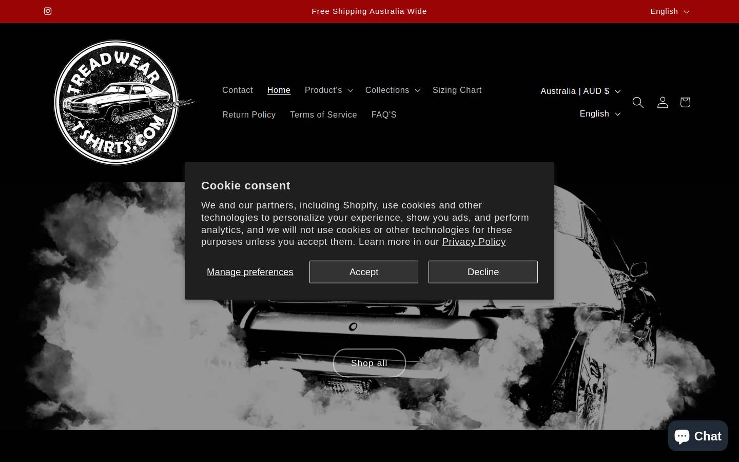 treadweartshirts.com homepage screenshot
