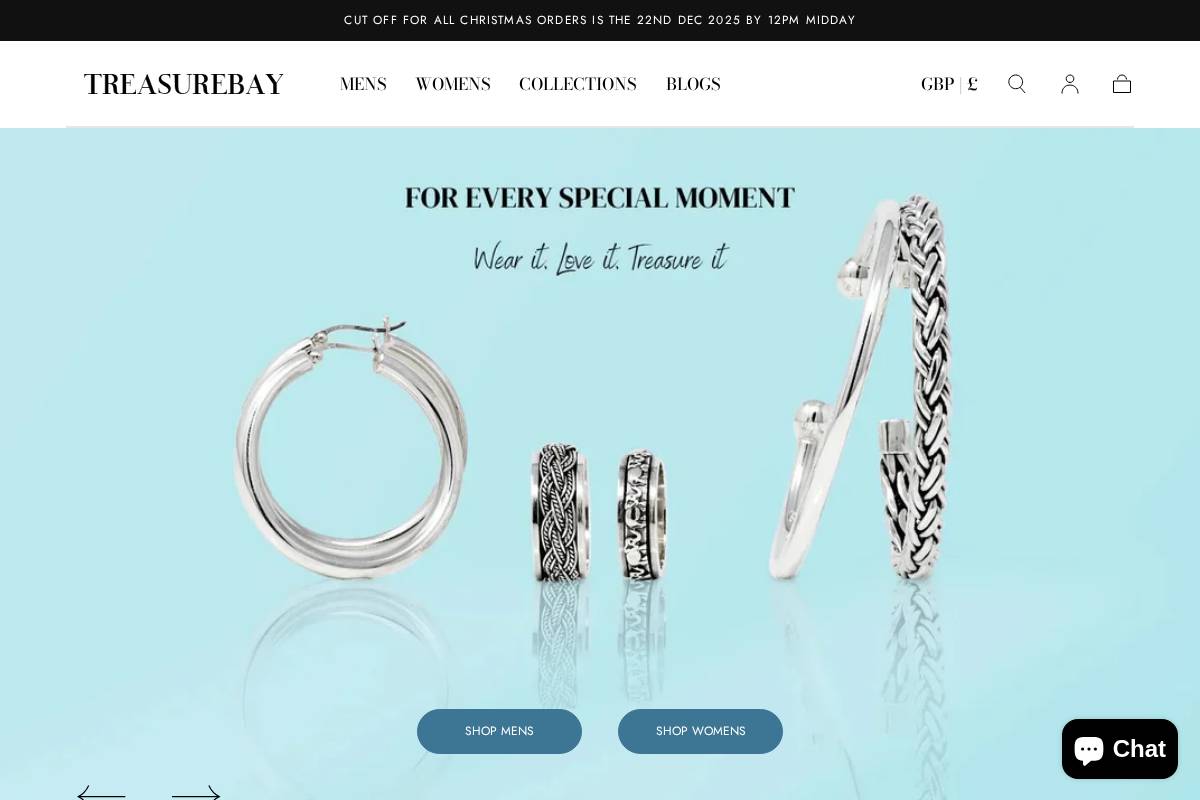 treasurebay.co.uk homepage screenshot