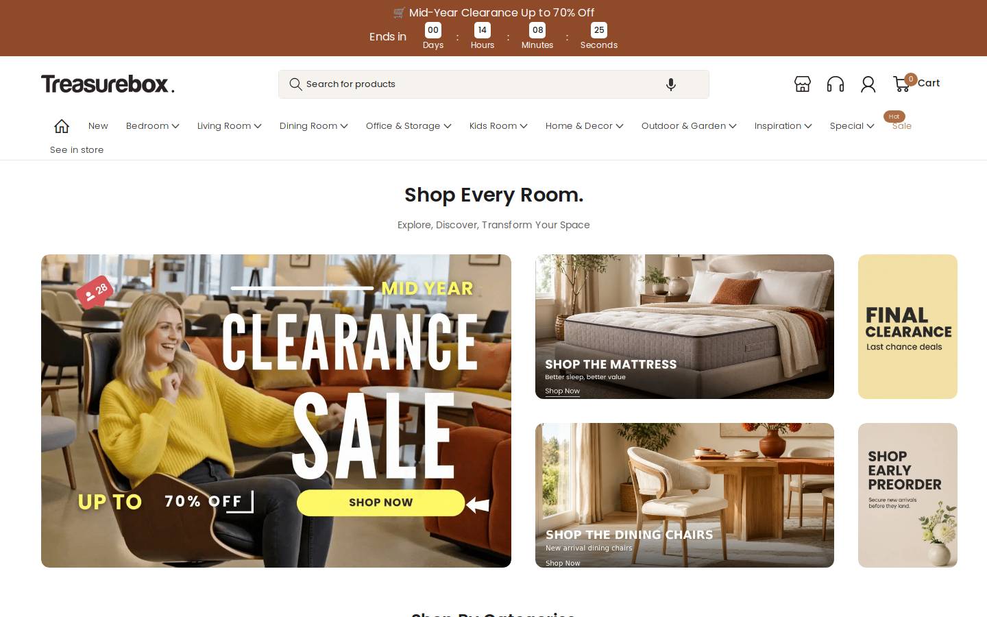 TreasureBox homepage screenshot