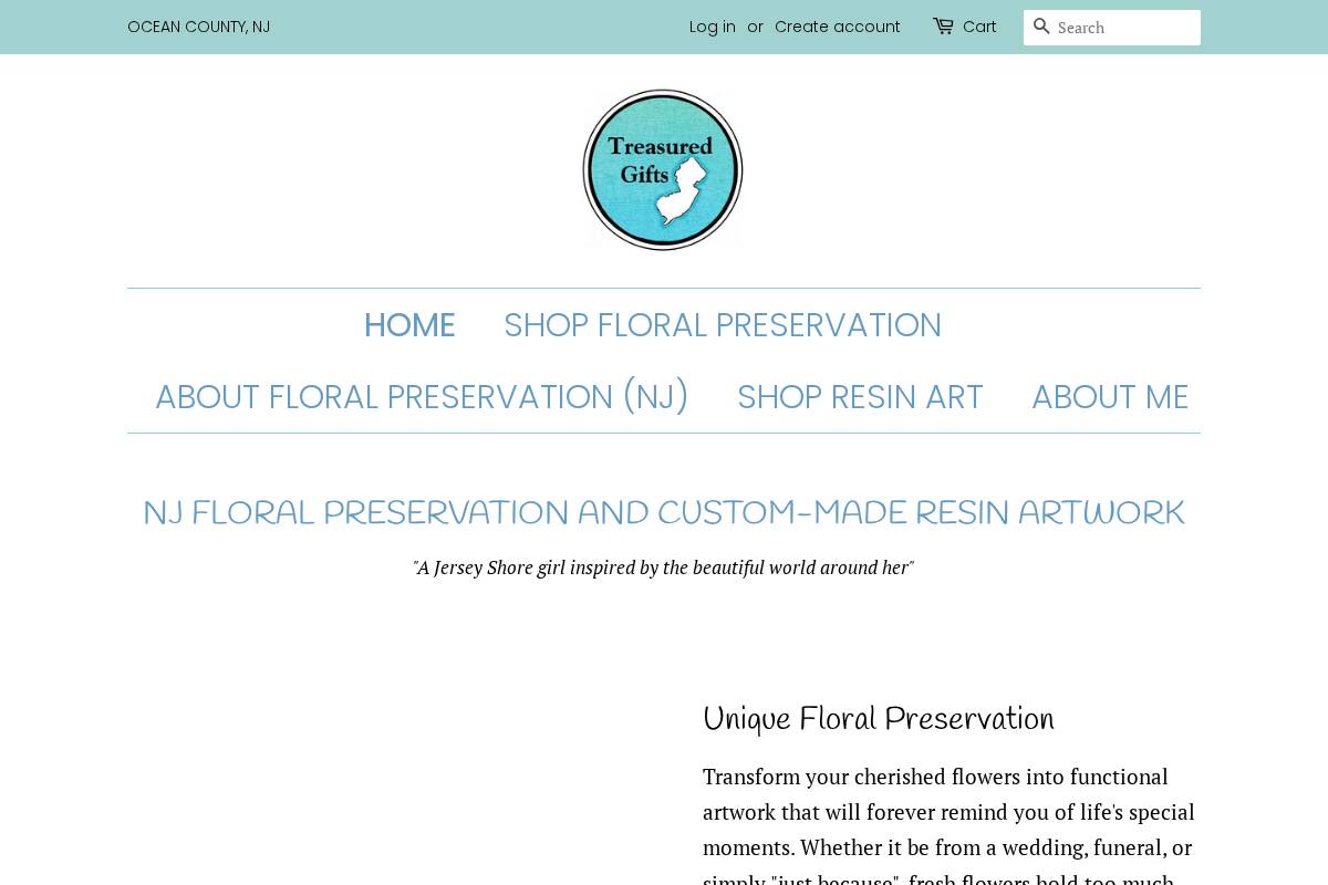 treasuredgiftsnj.com homepage screenshot