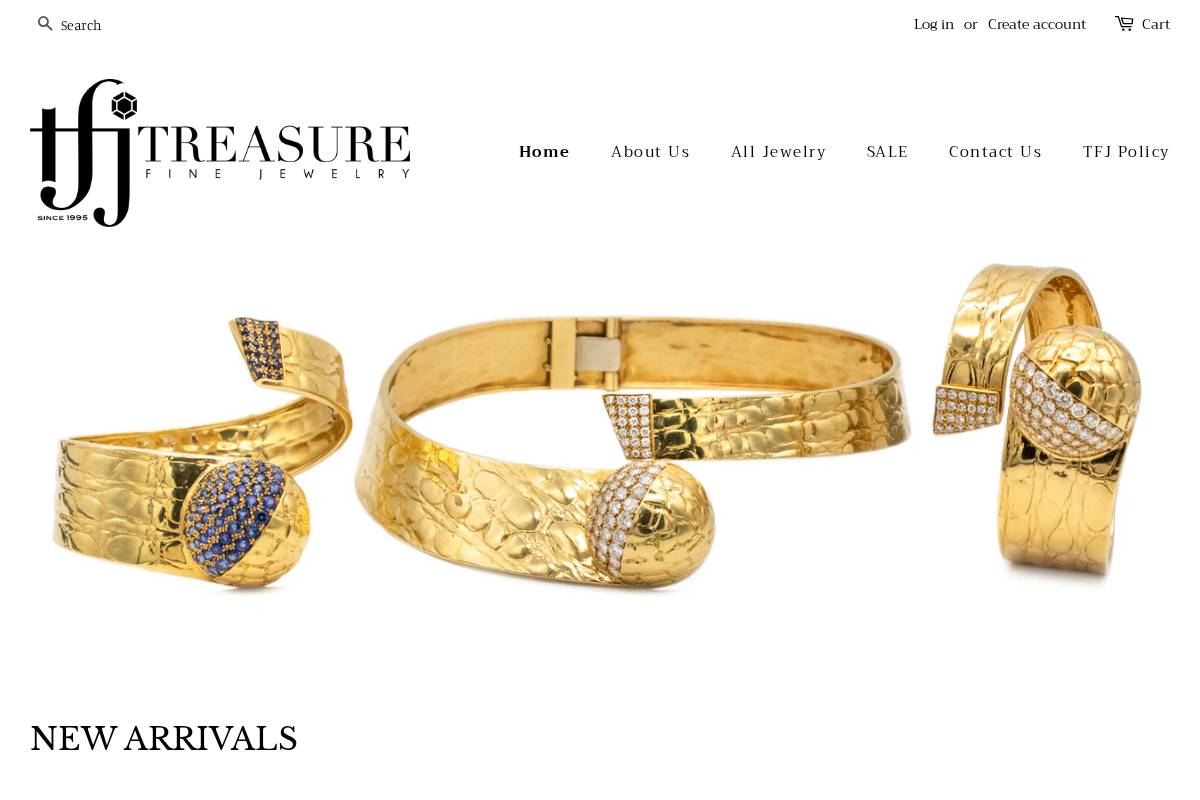 treasurefinejewelry.com homepage screenshot