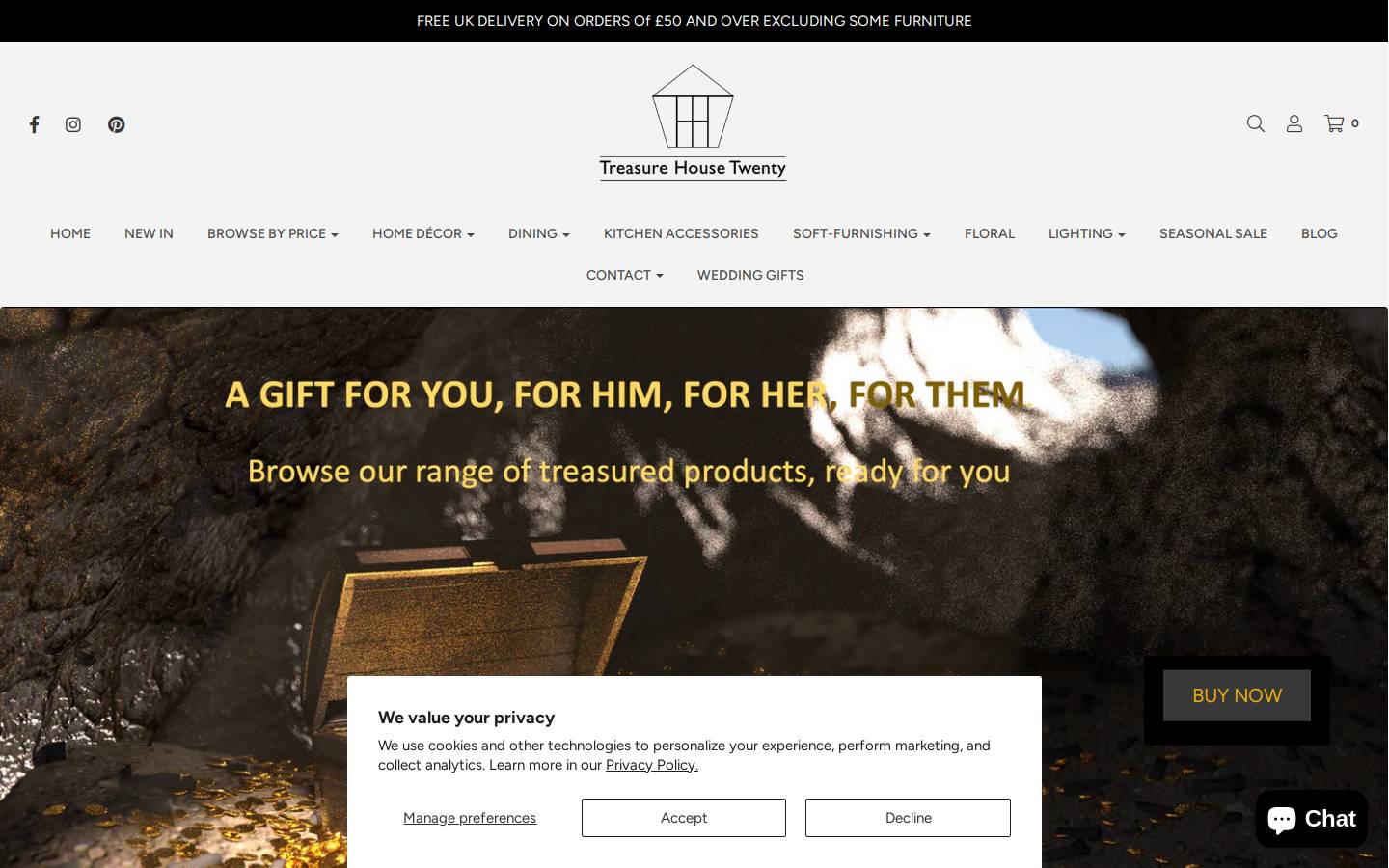 treasurehouse20.com homepage screenshot