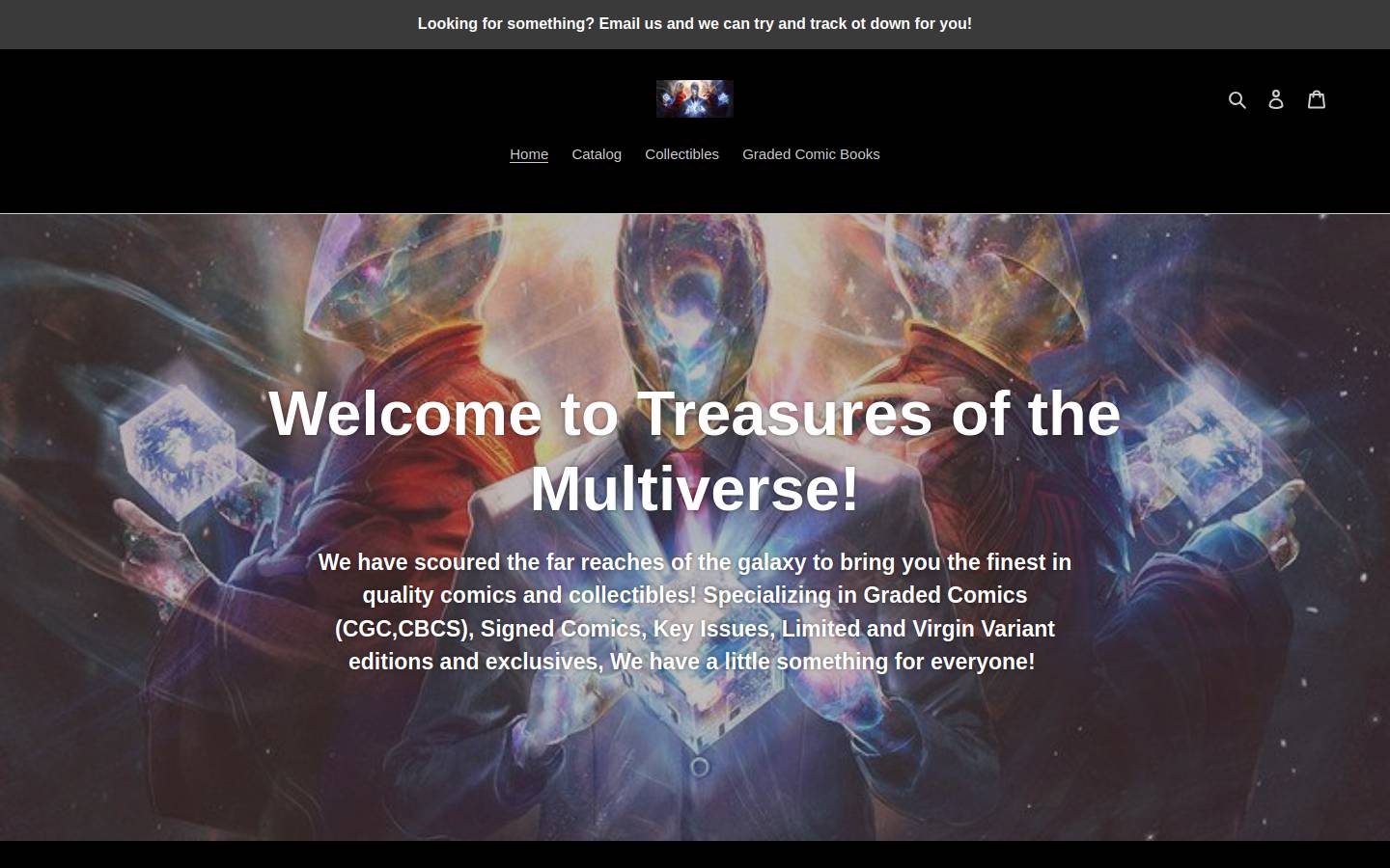 treasuresofthemultiverse.com homepage screenshot