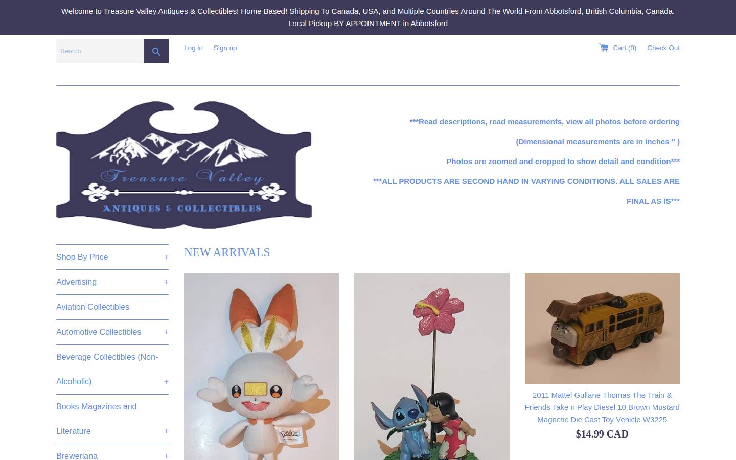 treasurevalleyantiques.com homepage screenshot