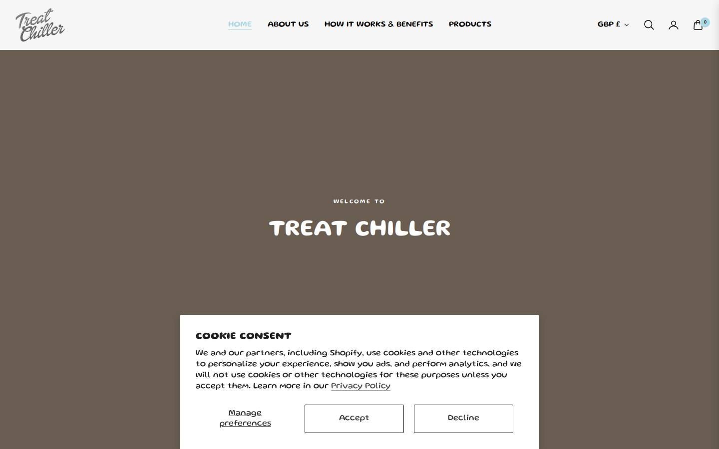 treatchiller.com homepage screenshot