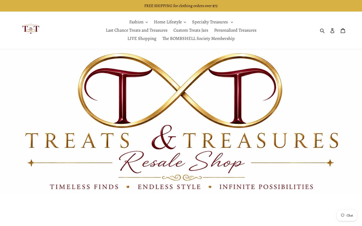 treatsandtreasuresresale.com homepage screenshot