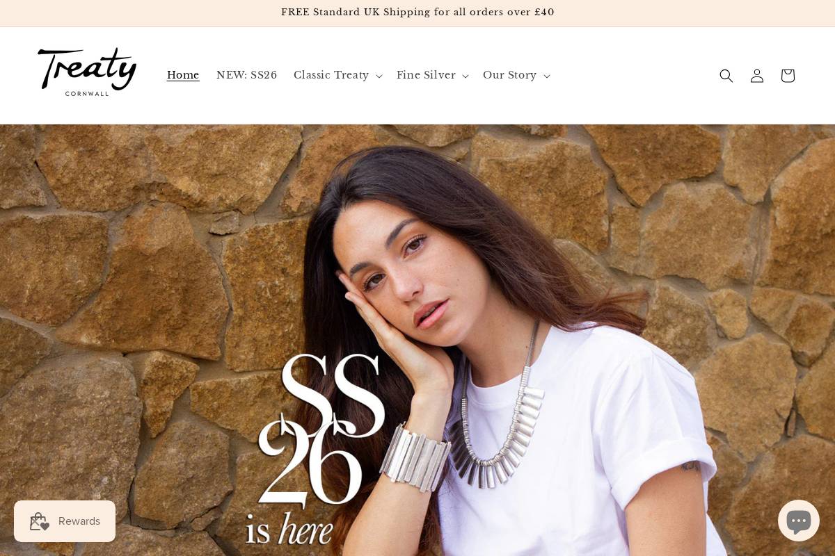Treatyjewellery homepage screenshot