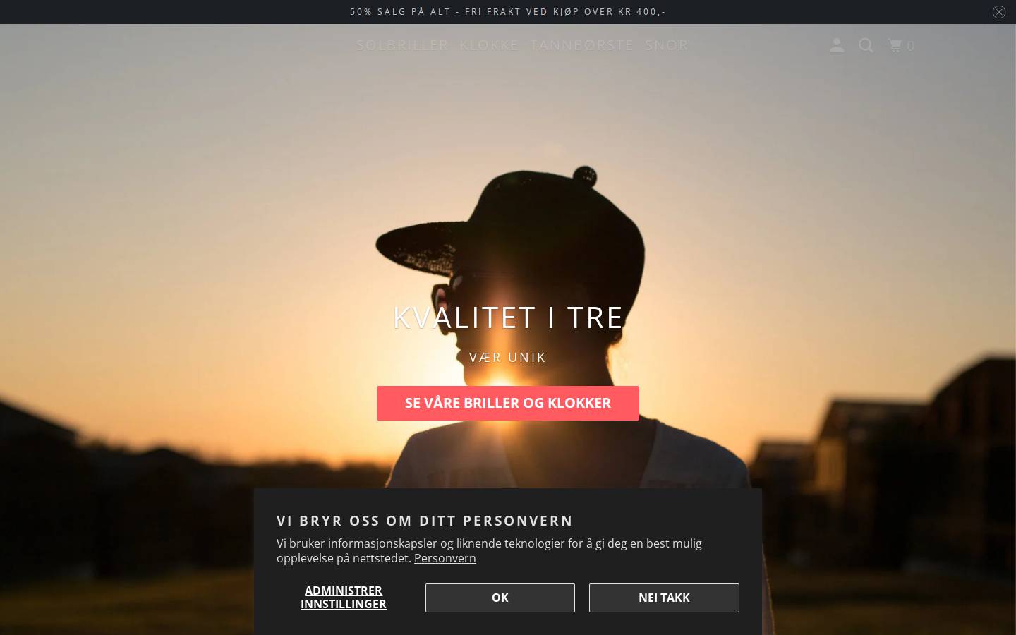 trebriller.no homepage screenshot