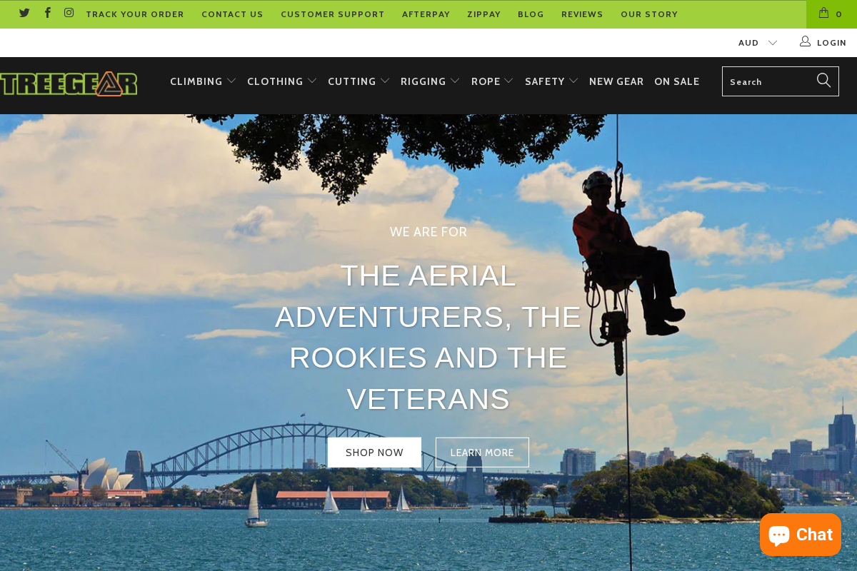 treegear.com.au homepage screenshot