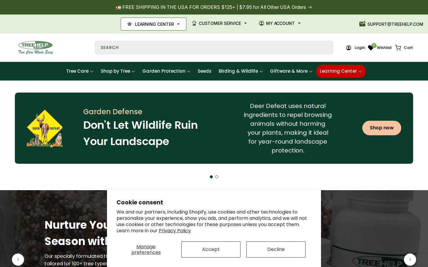 Treehelp homepage screenshot