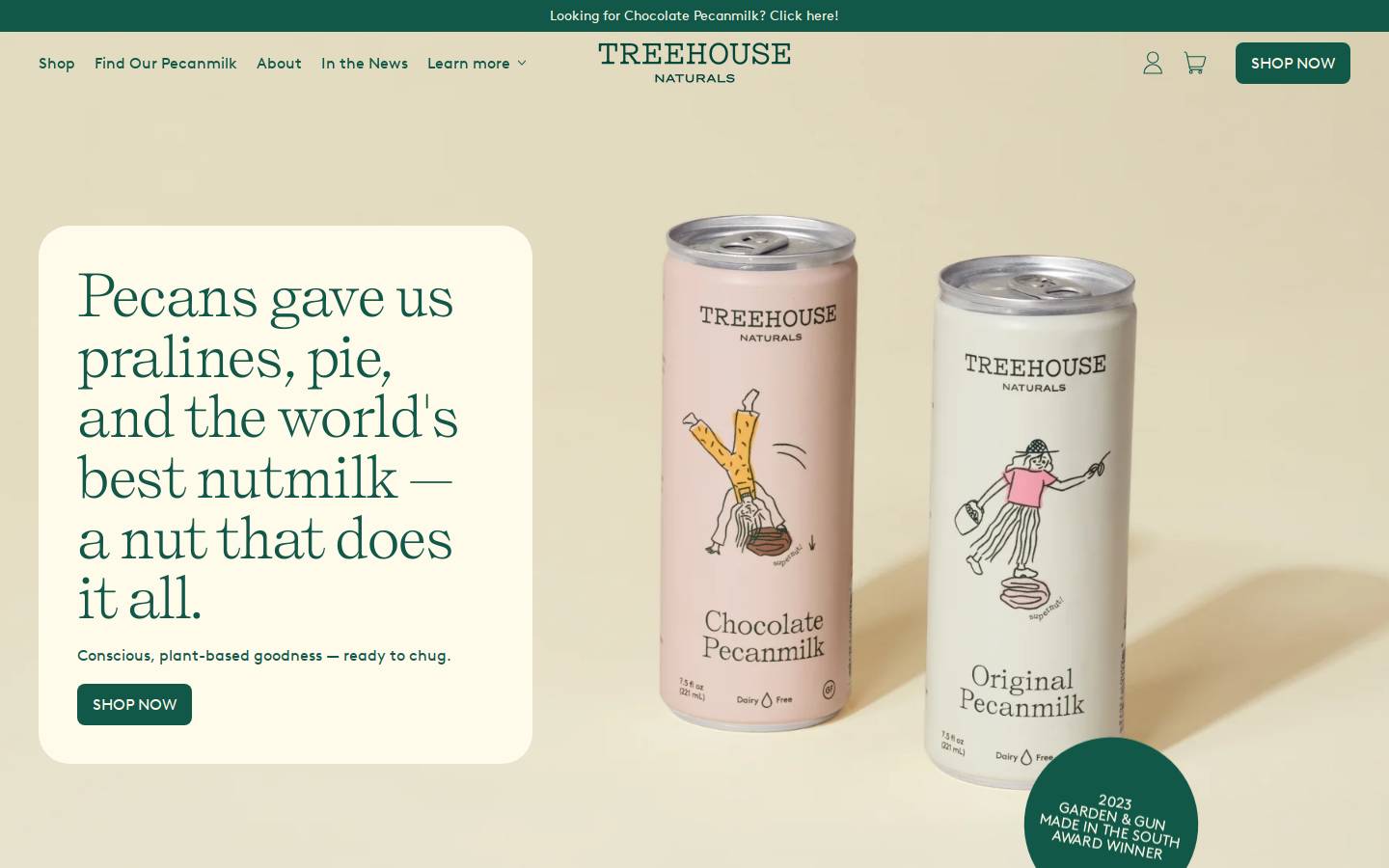 treehousenaturals.com homepage screenshot