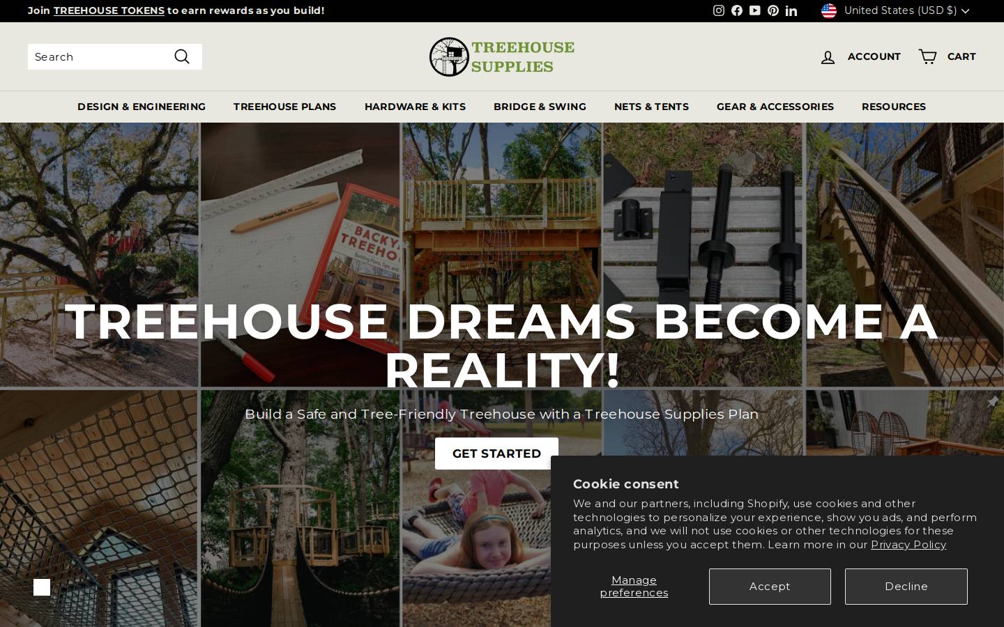 treehousesupplies.com homepage screenshot