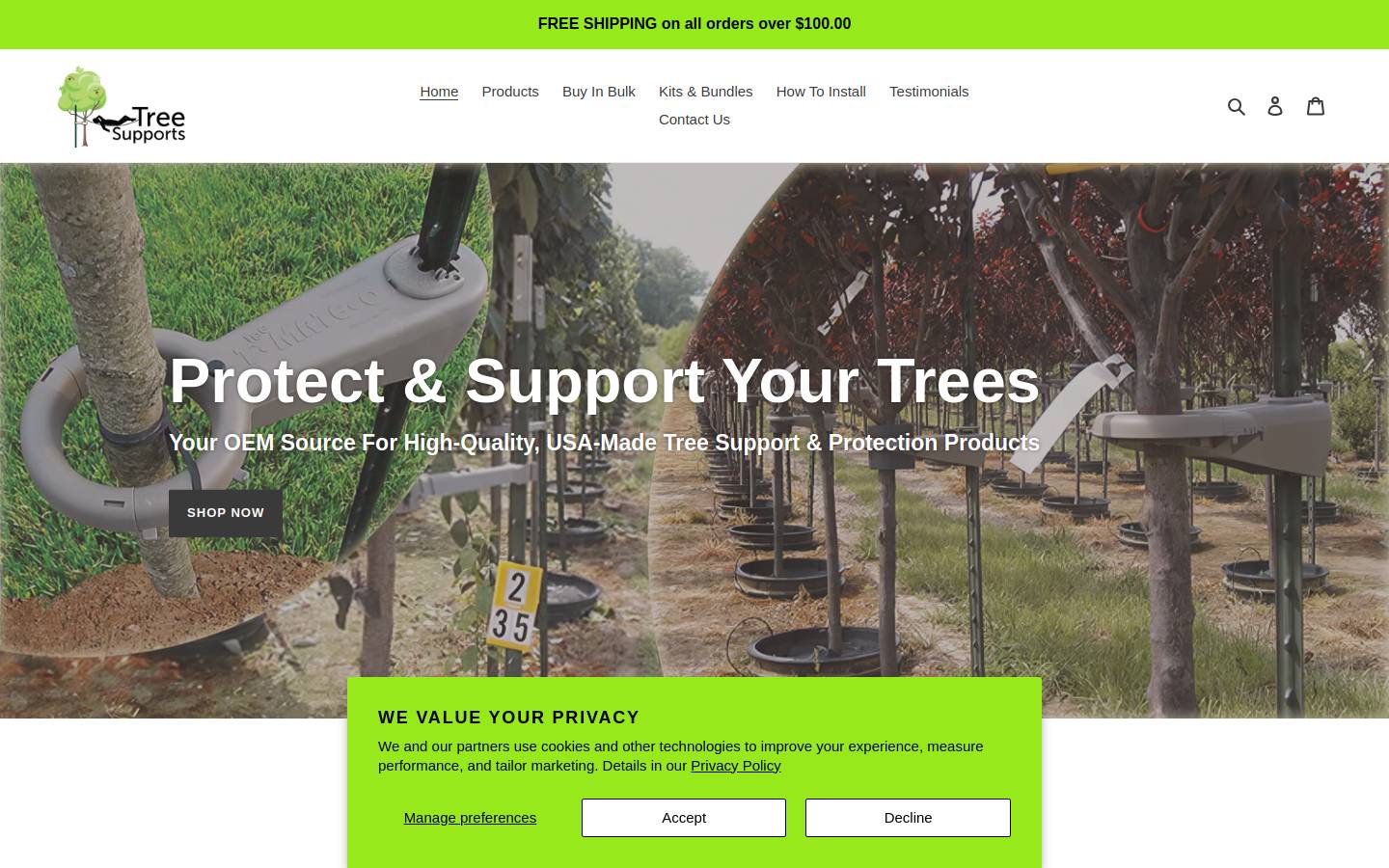 treesupports.com homepage screenshot