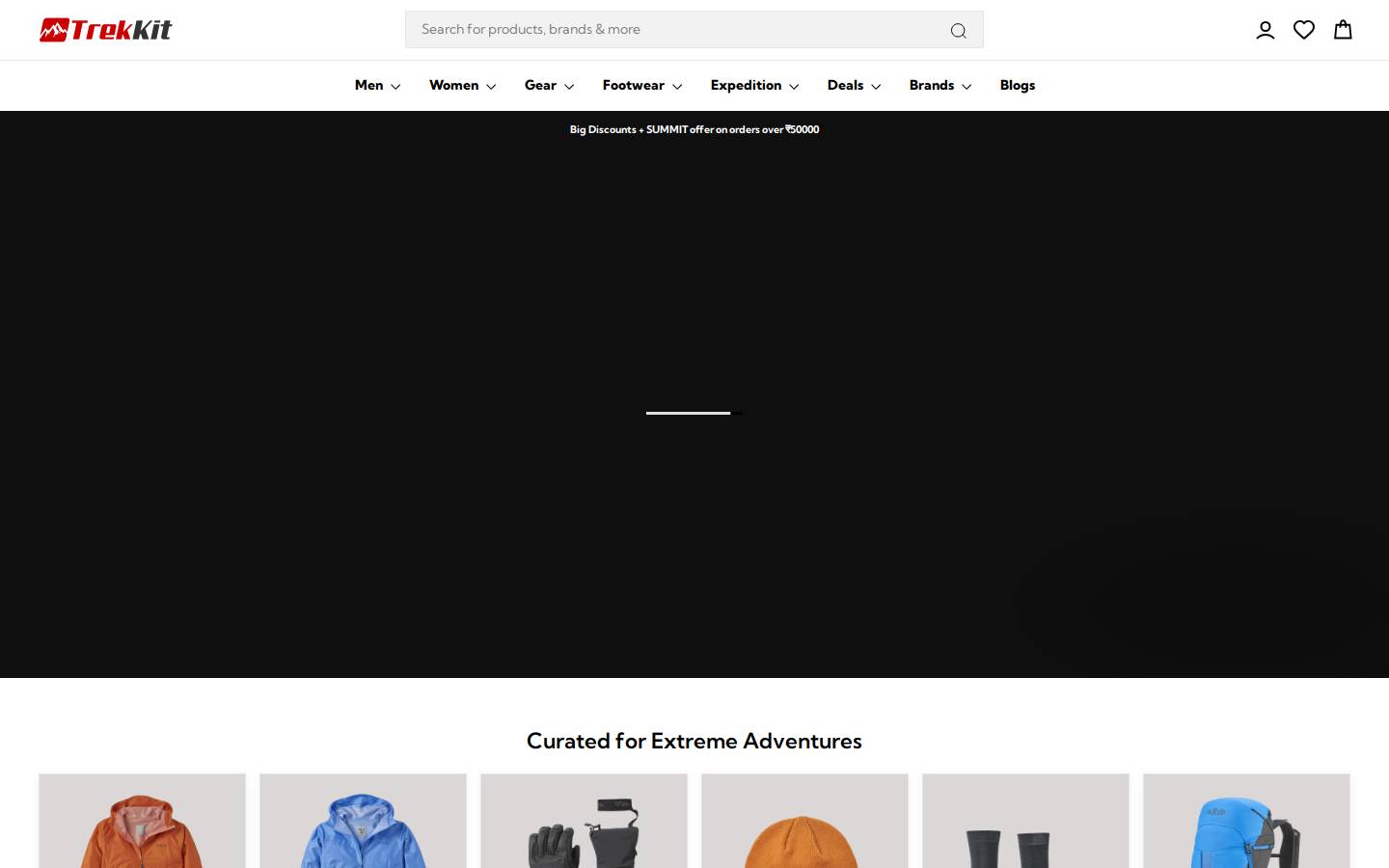 Trek Kit India homepage screenshot
