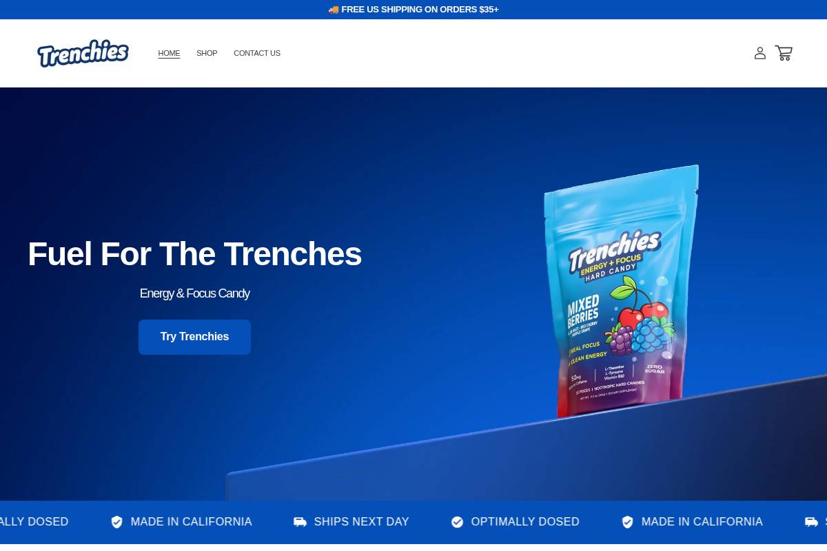 trenchies.co homepage screenshot