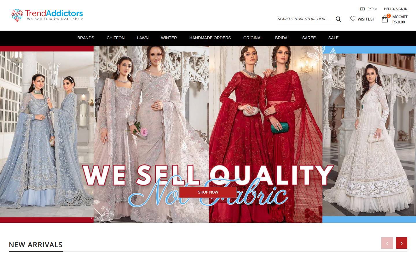 trendaddictors.com homepage screenshot