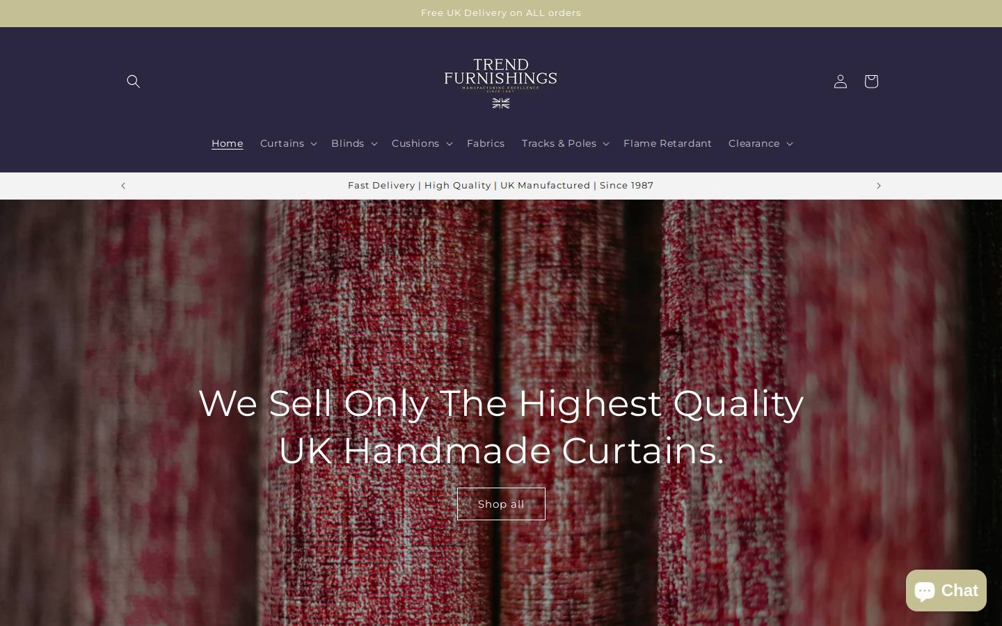 Trendfurnishings homepage screenshot