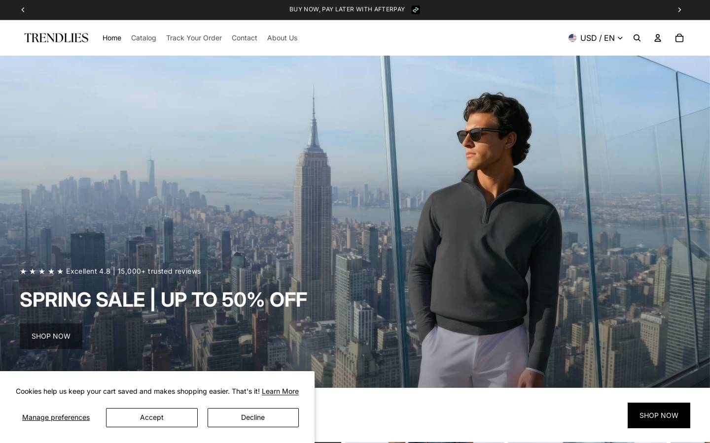 Trendlies homepage screenshot