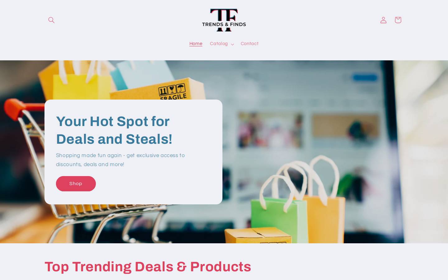 trendsandfinds.com homepage screenshot