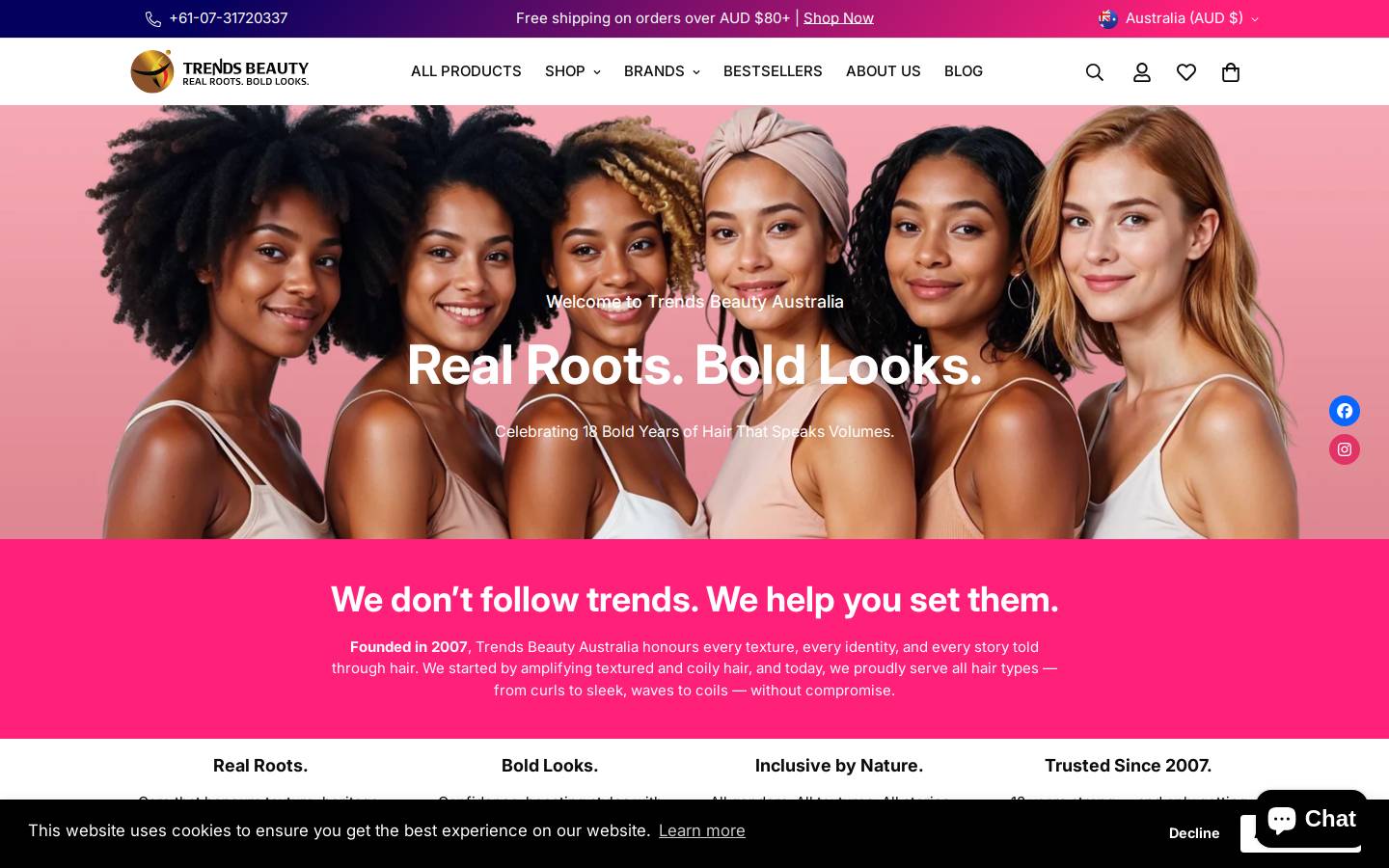 trendsbeauty.com.au homepage screenshot