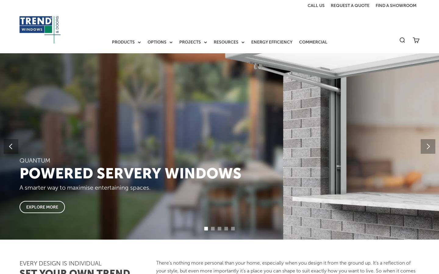 Trend Windows and Doors Pty Ltd homepage screenshot