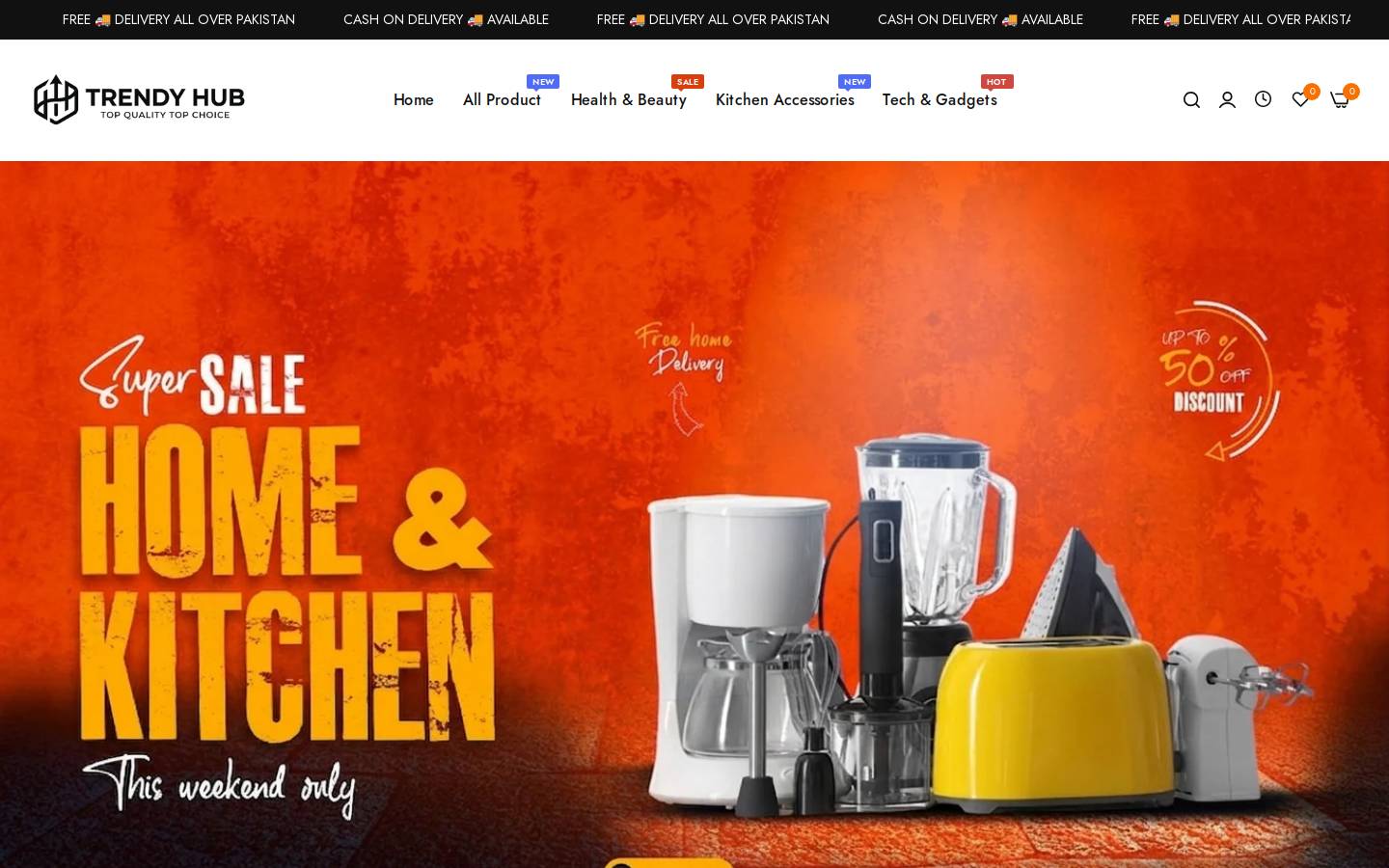 trendy-hubs.store homepage screenshot