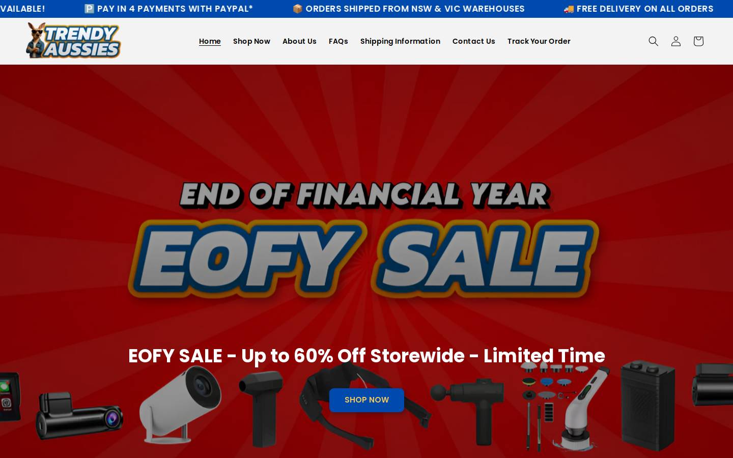 Trendyaussies homepage screenshot
