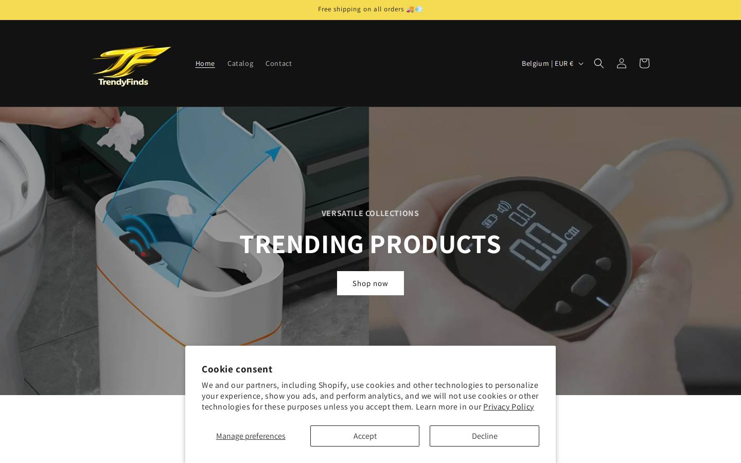 trendyfinds.be homepage screenshot