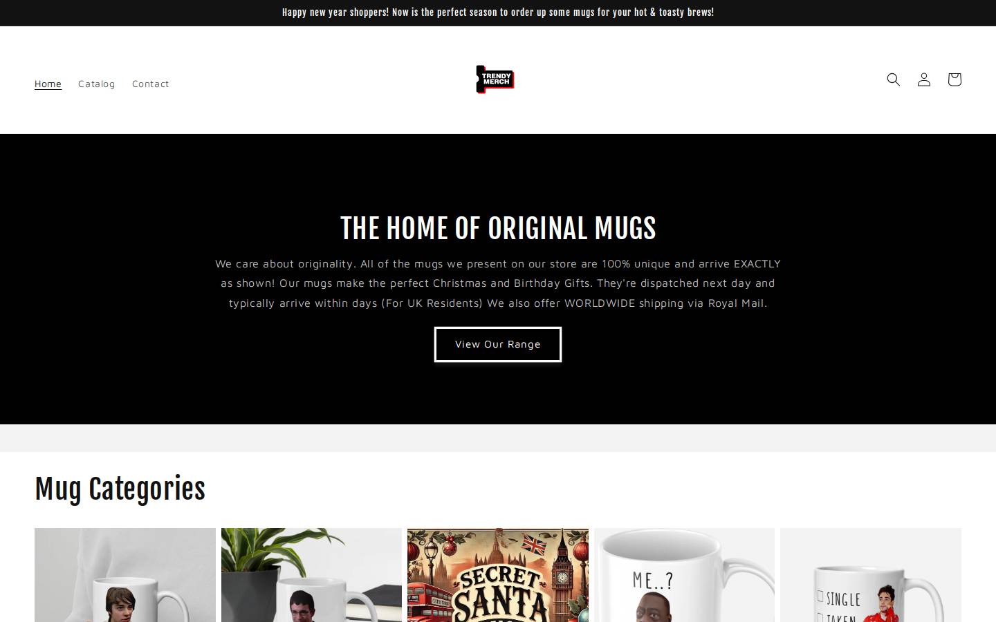 trendymerch.co.uk homepage screenshot