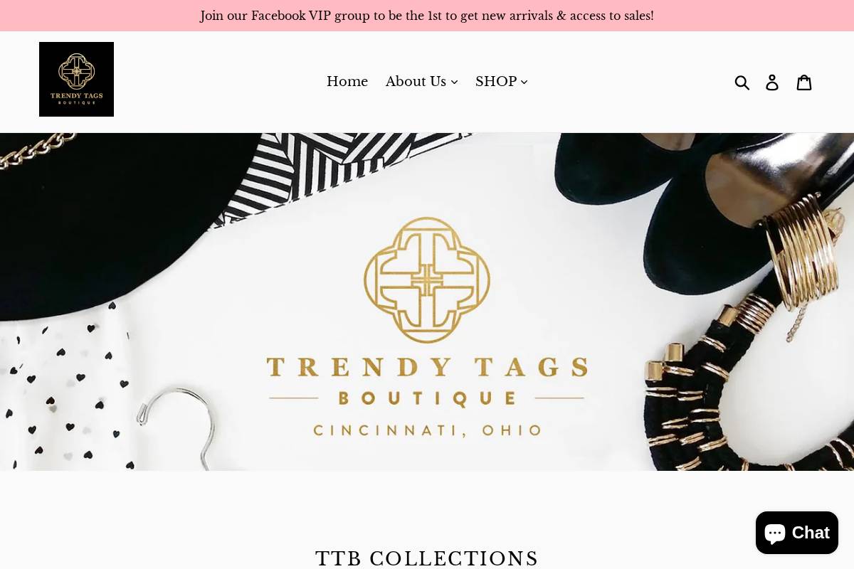 trendytagsboutique.com homepage screenshot