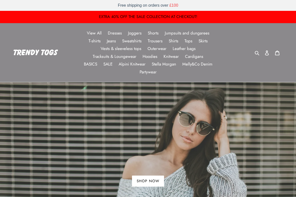 Trendy Togs Boutique Store homepage screenshot