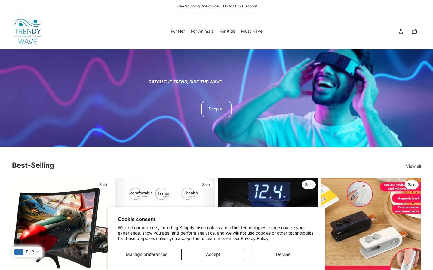 trendywaveshop.com homepage screenshot