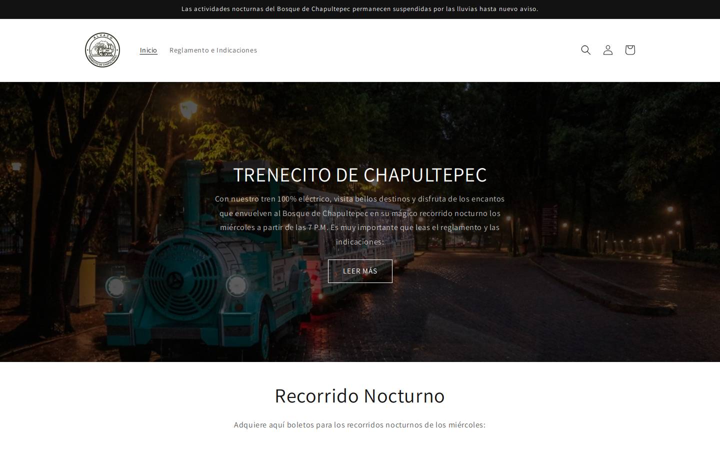 trenecitochapultepec.com.mx homepage screenshot