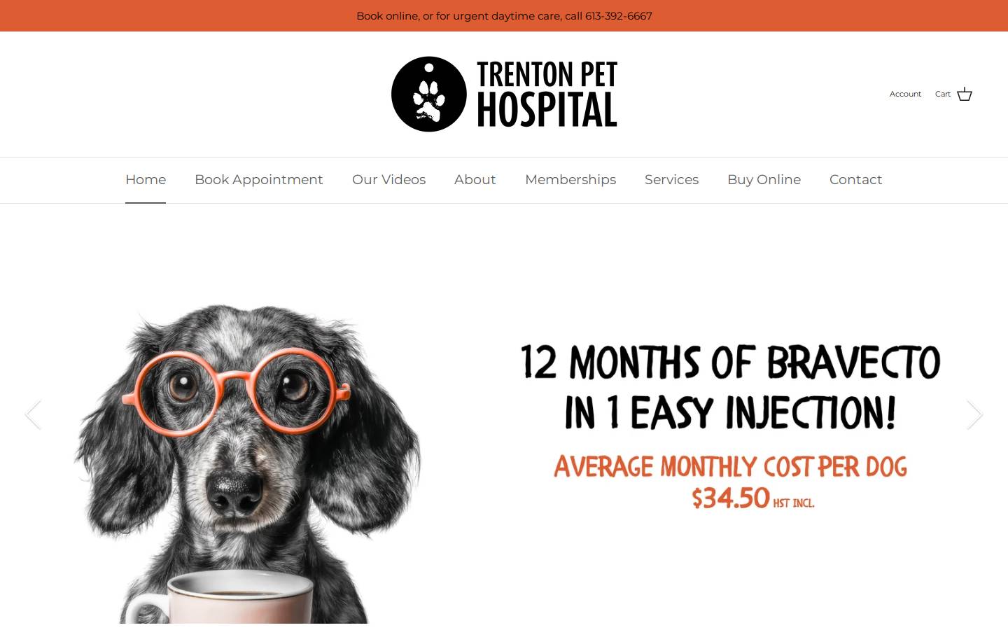 trentonpethospital.com homepage screenshot