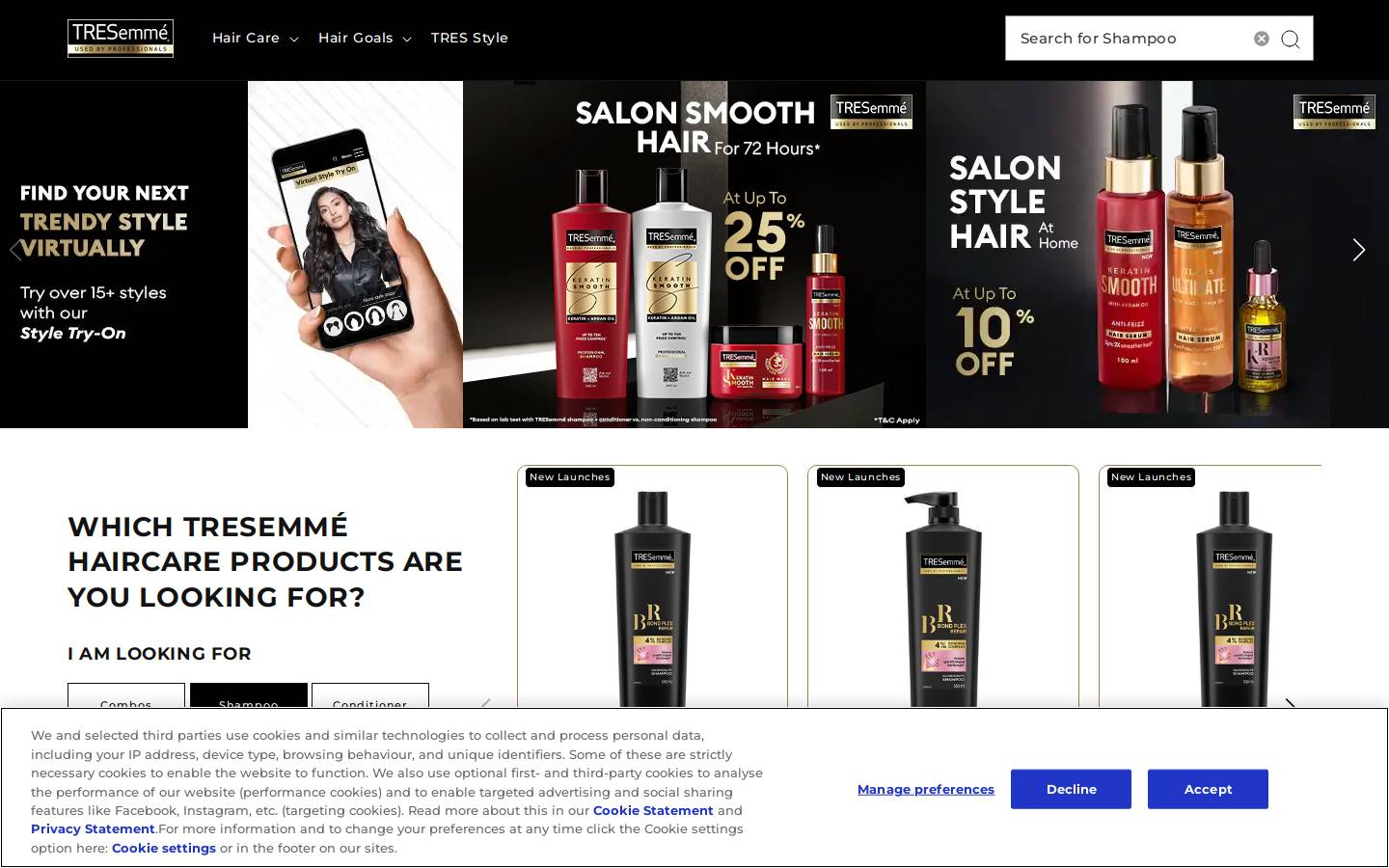 tresemme.in homepage screenshot