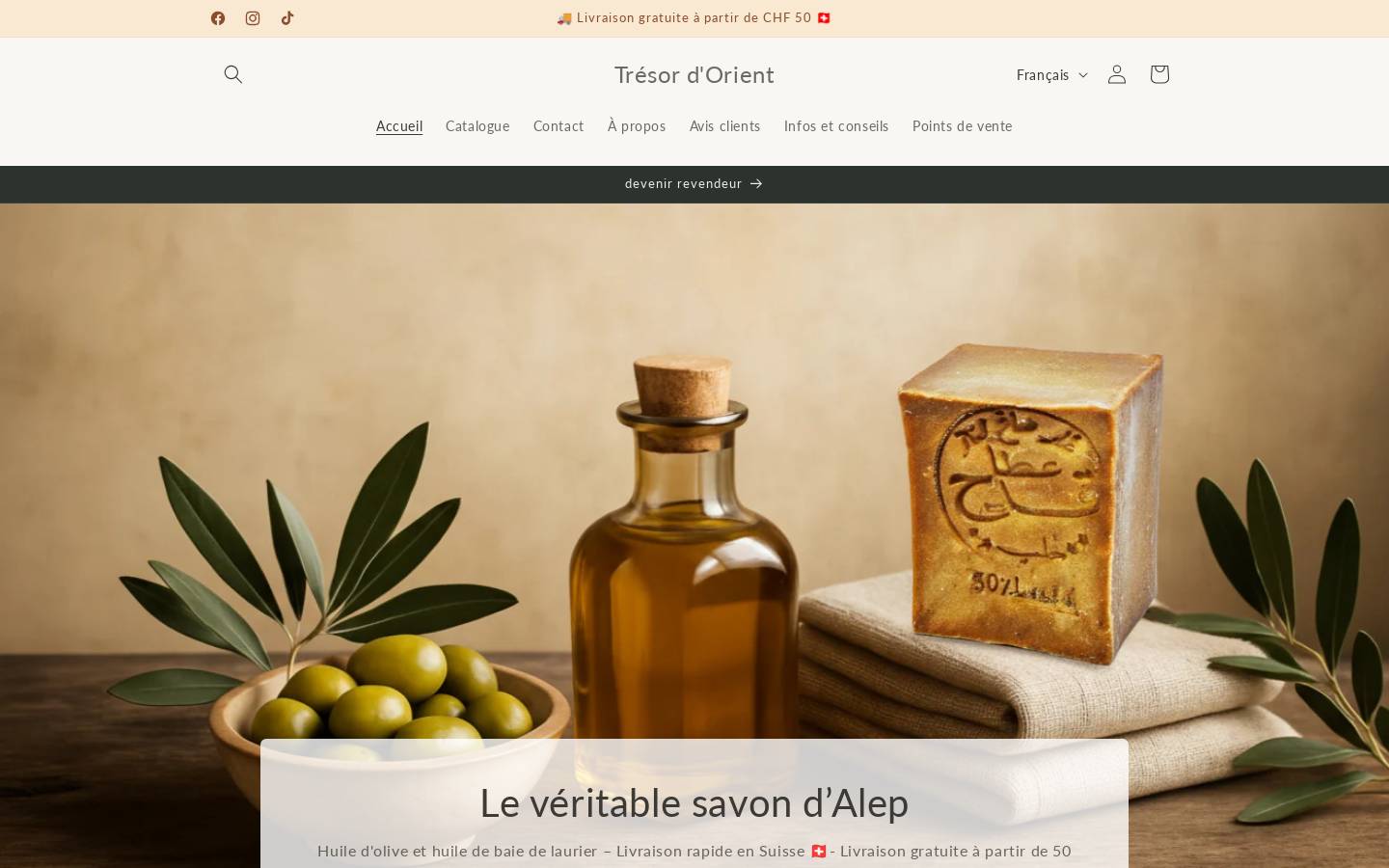 tresordorient.ch homepage screenshot