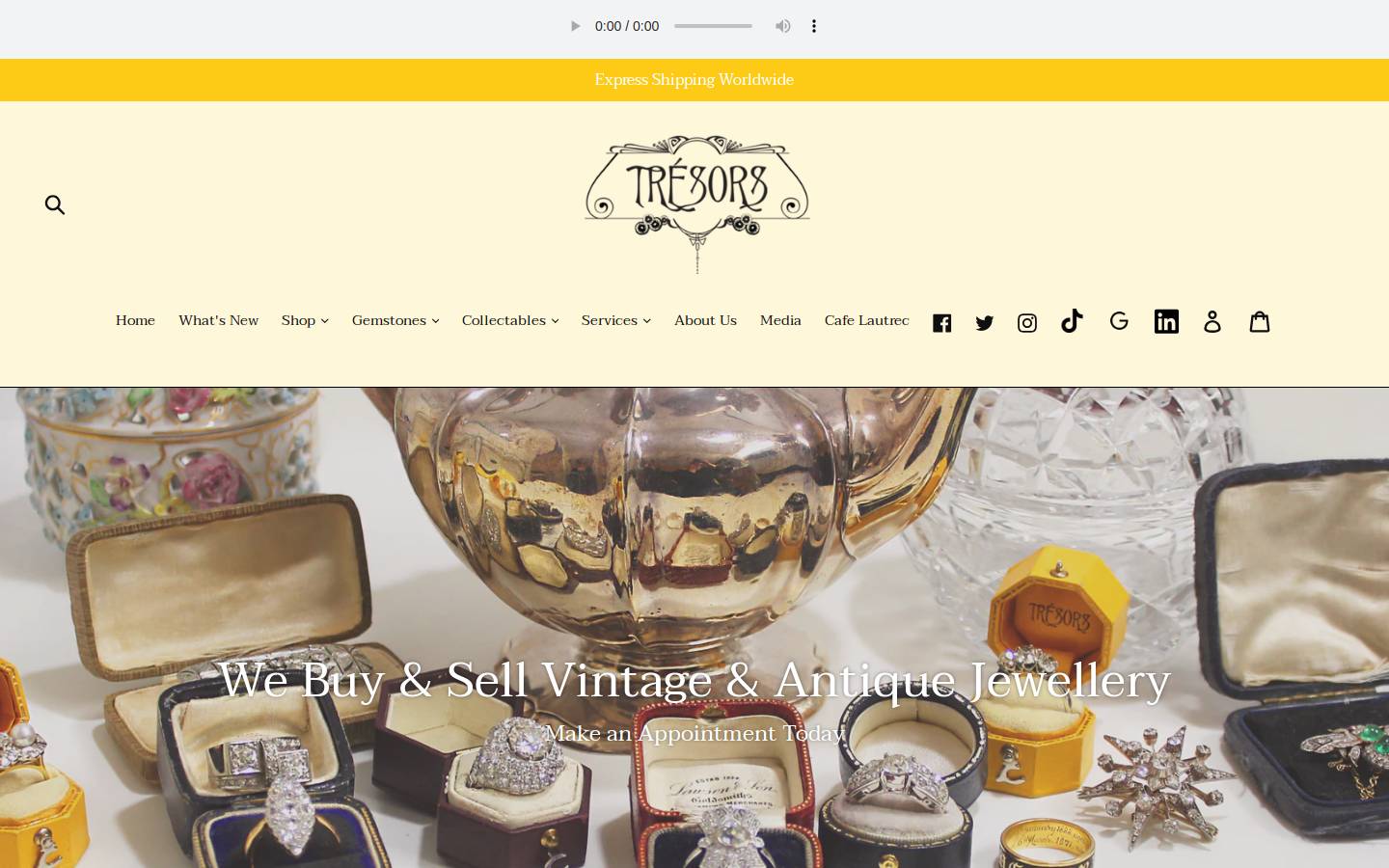 tresors.com.au homepage screenshot