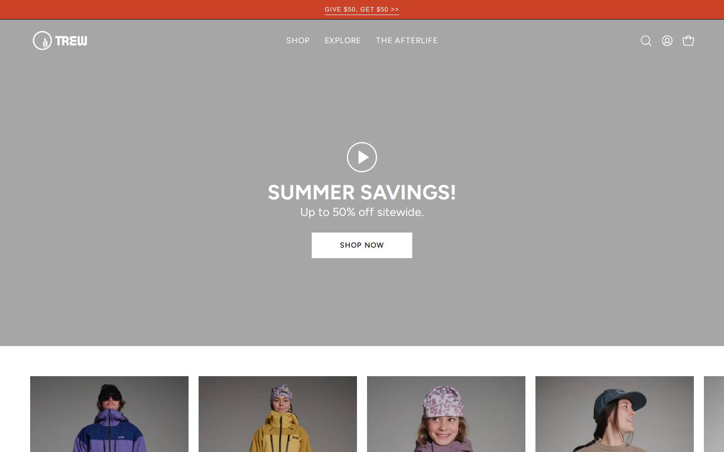 TREW homepage screenshot
