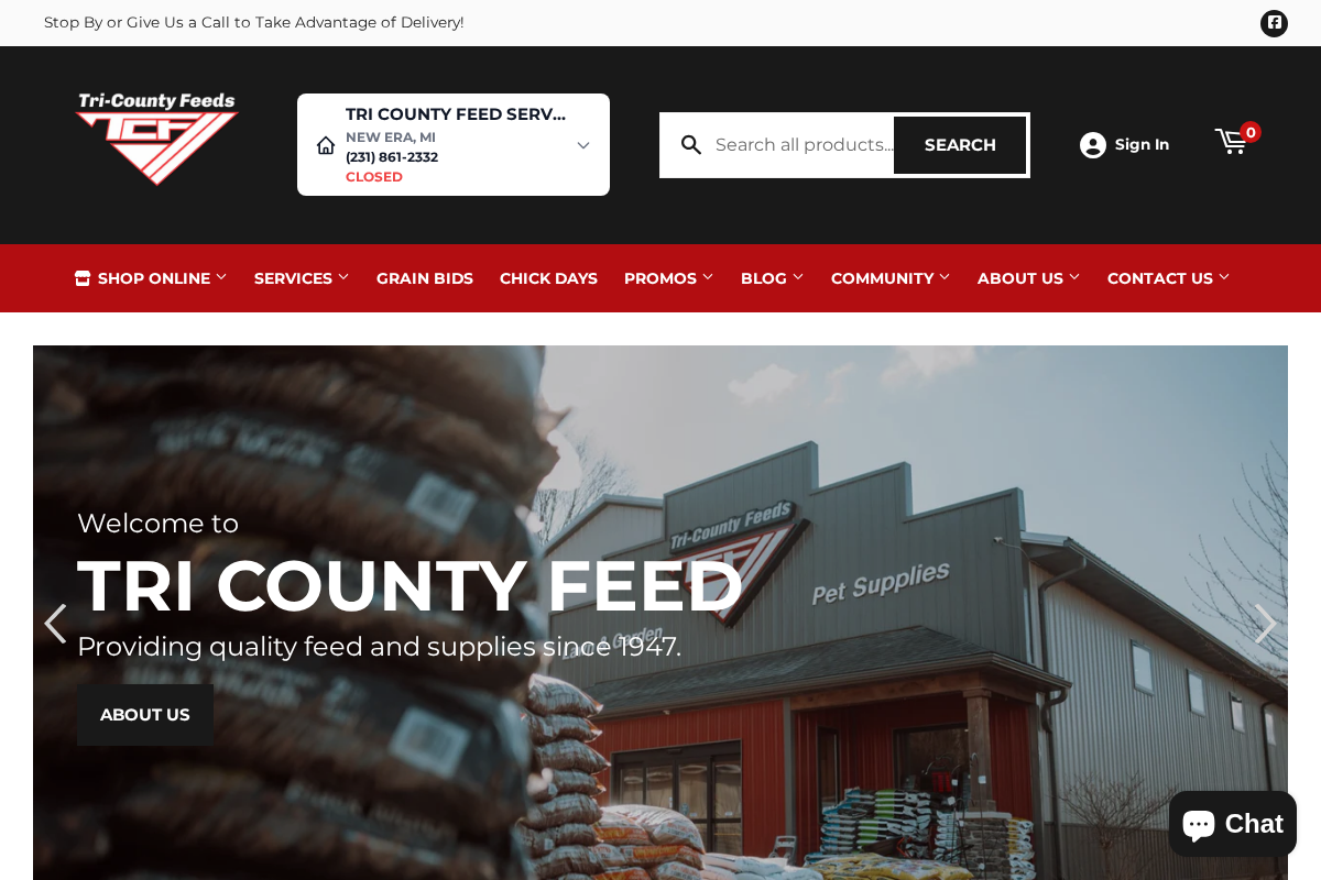 Tri County Feed Service homepage screenshot