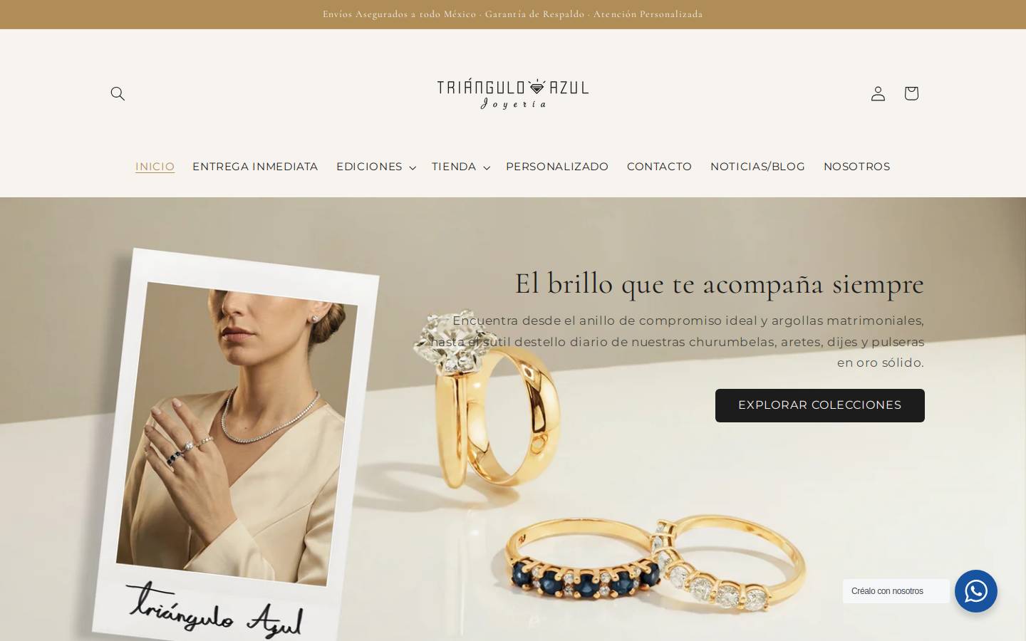 trianguloazuljoyeria.com homepage screenshot