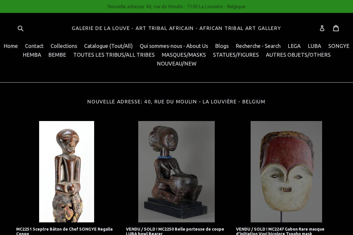 tribalart.be homepage screenshot