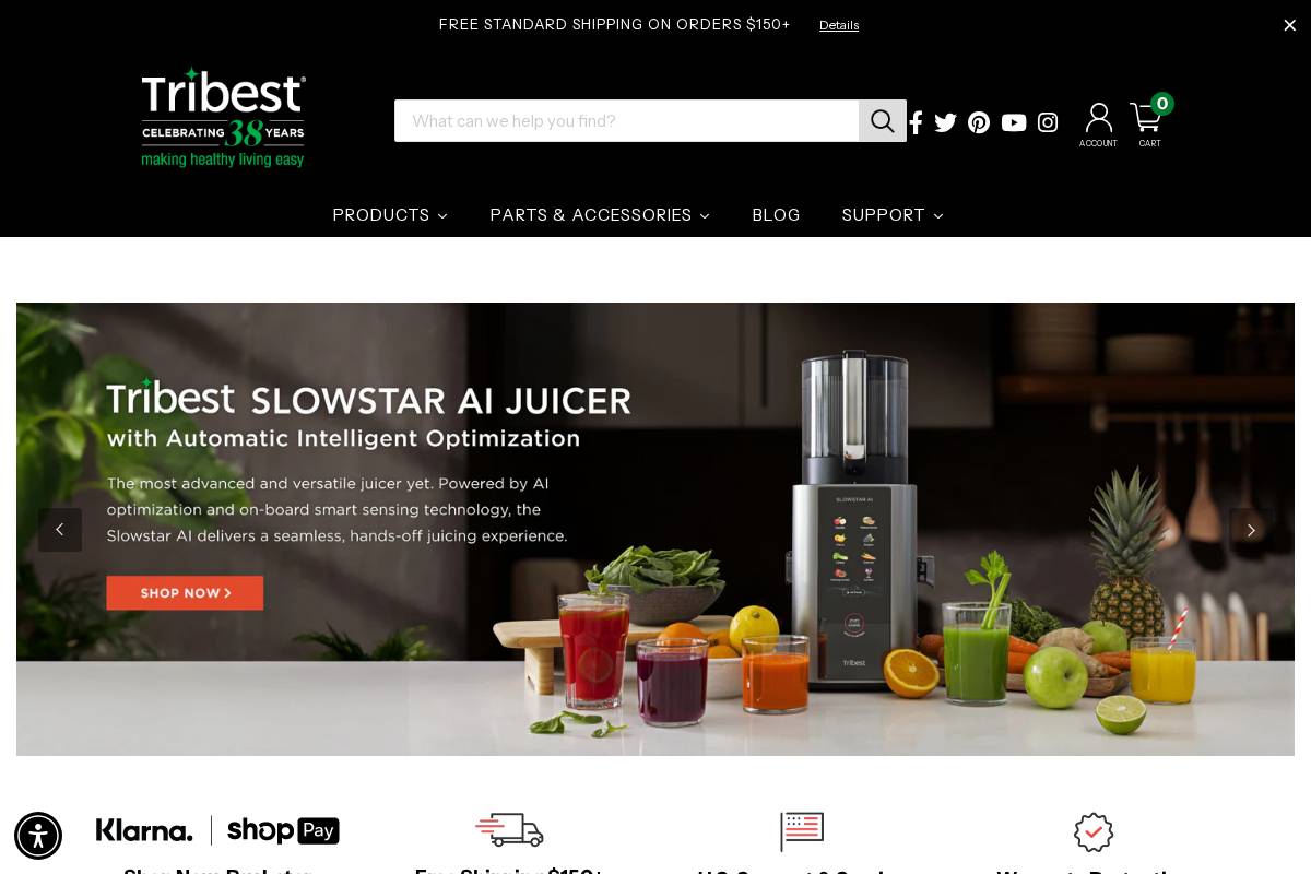 tribest.com homepage screenshot