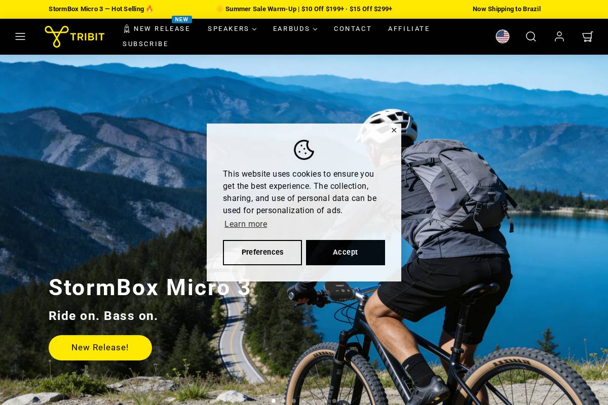 tribit.com homepage screenshot