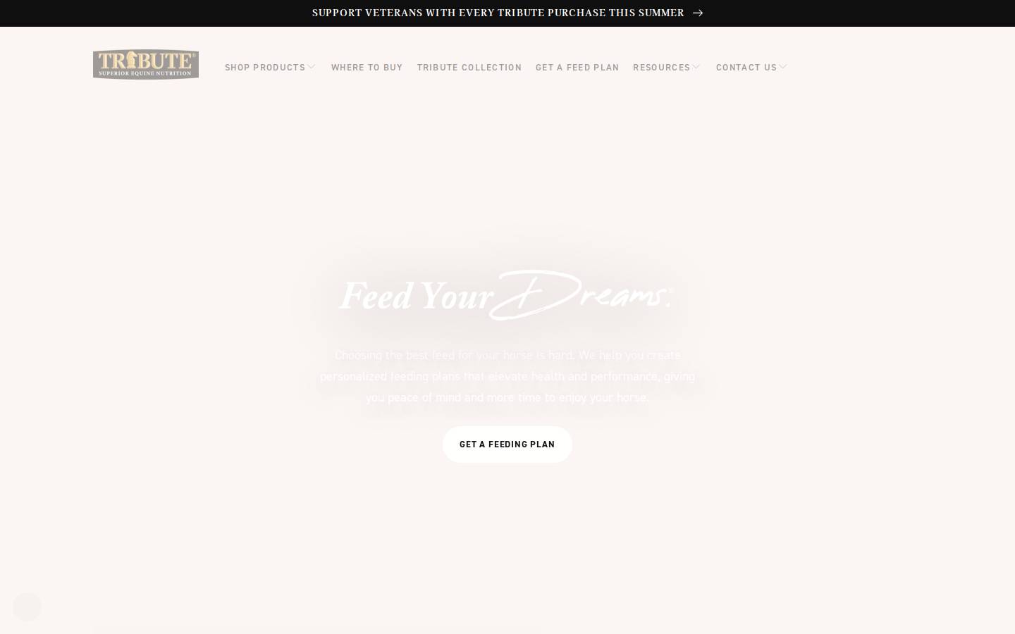 tributeequinenutrition.com homepage screenshot