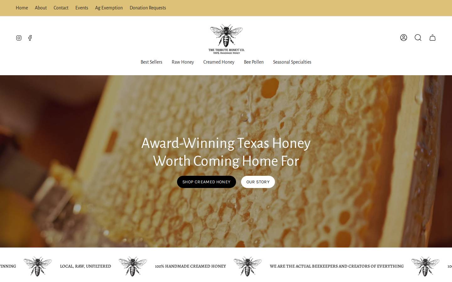 tributehoney.com homepage screenshot