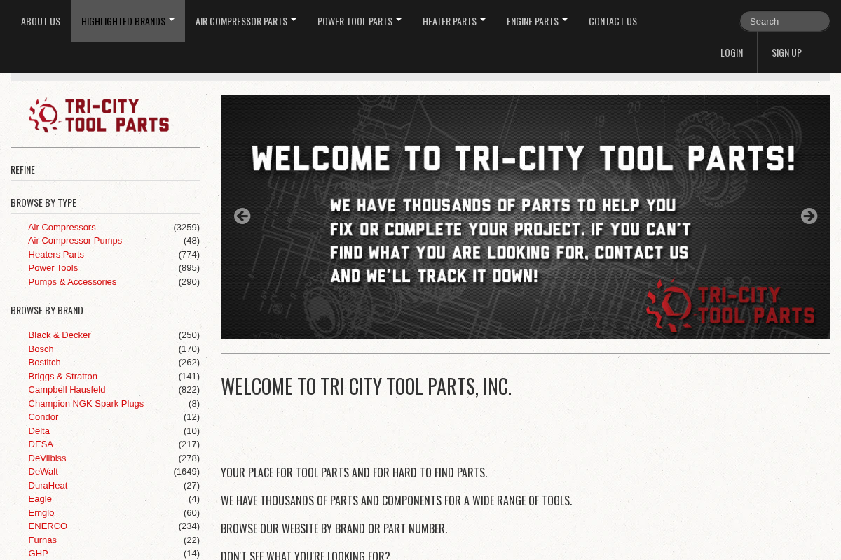 Welcome to Tri City Tool Parts – Tri City Tool Parts, Inc. homepage screenshot