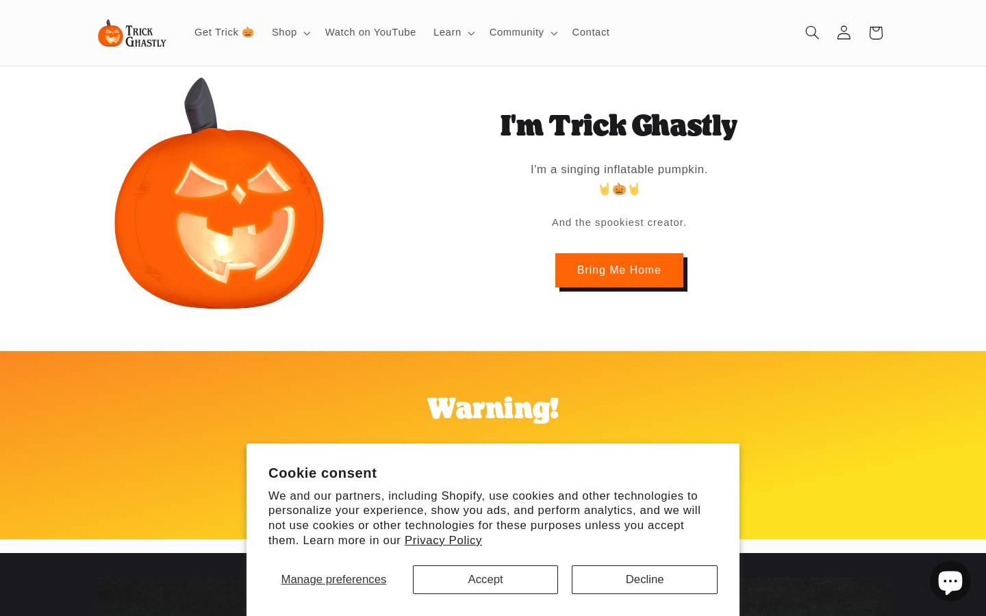 trickghastly.com homepage screenshot