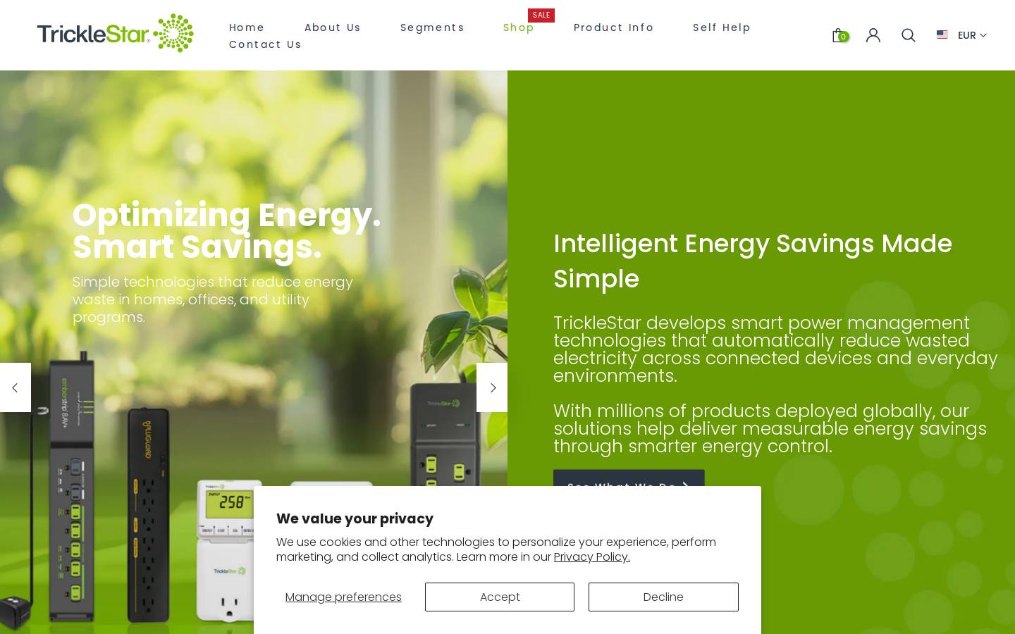 tricklestar.com homepage screenshot