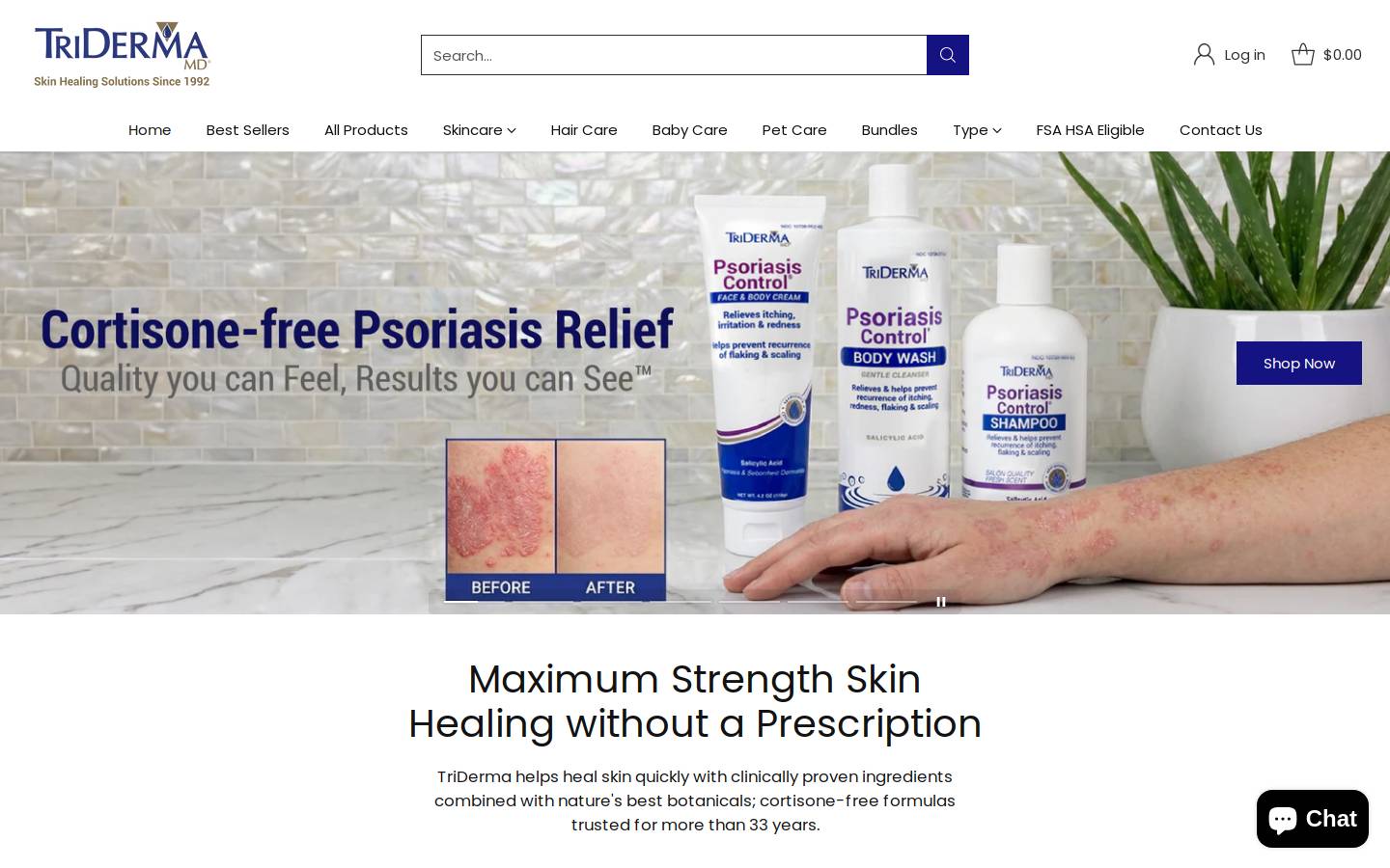 triderma.com homepage screenshot