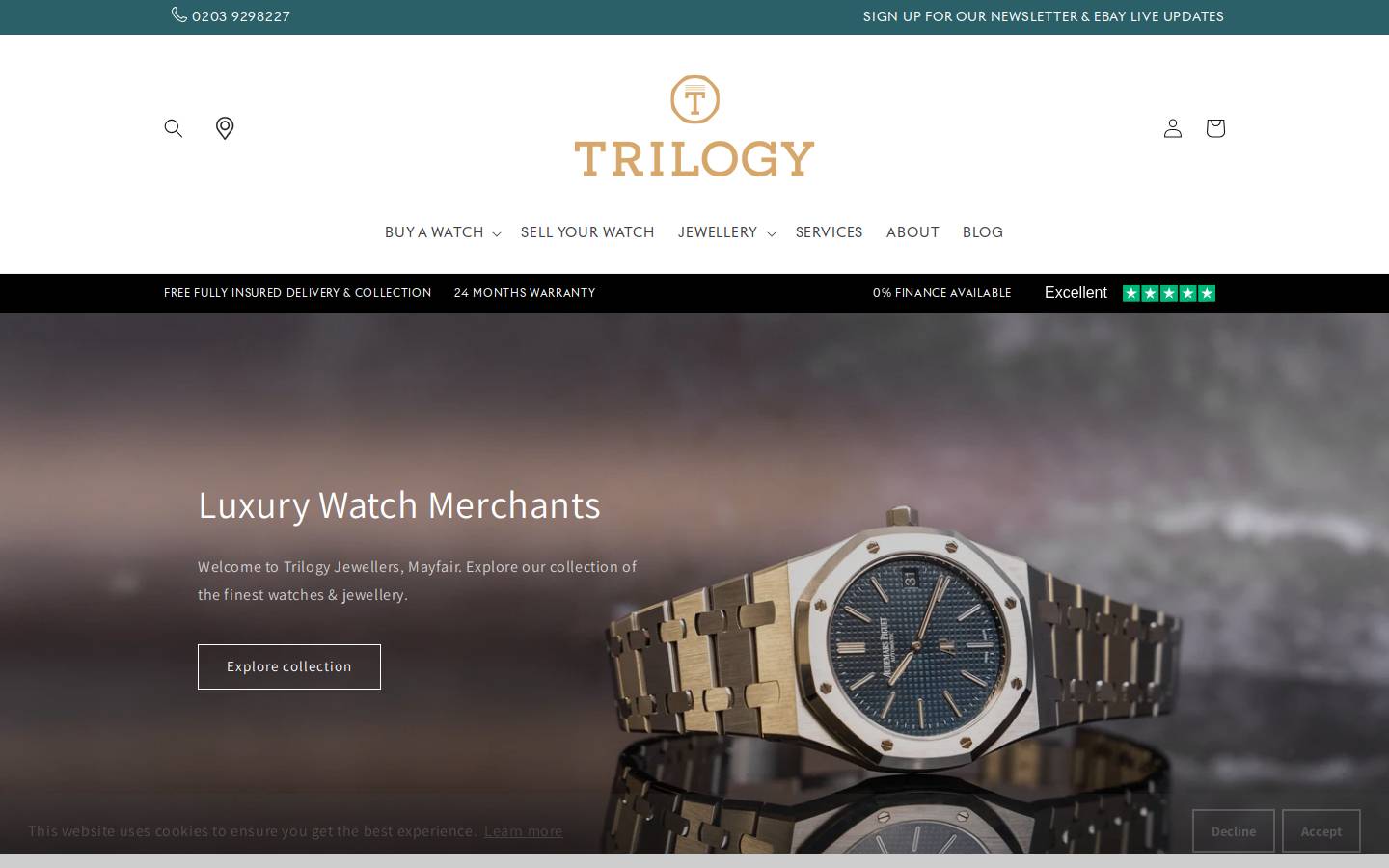 Trilogy Jewellers homepage screenshot